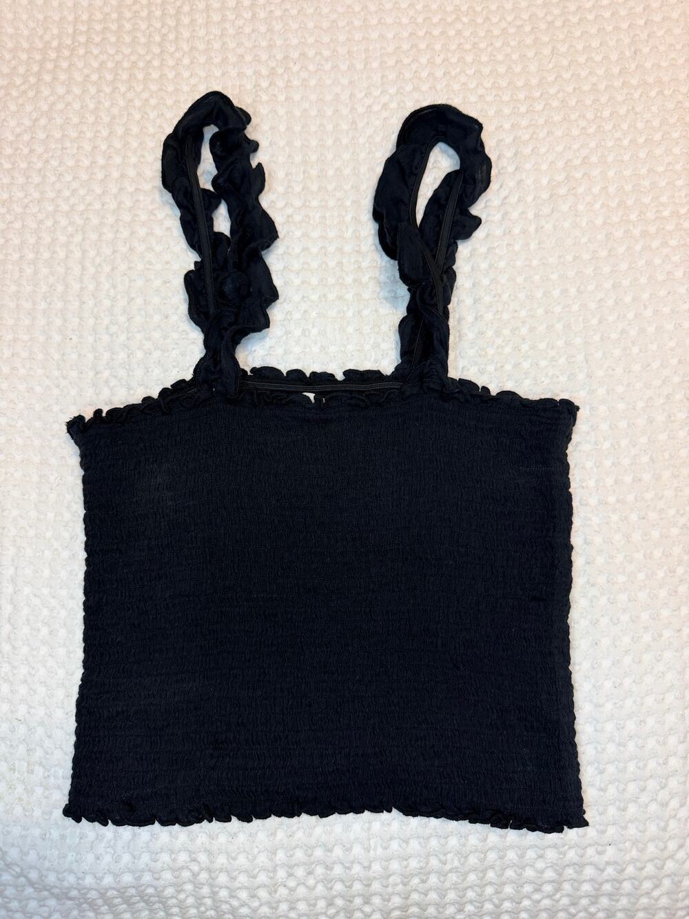 Aerie Smocked Ruffle Strap Crop Tank Top - XS